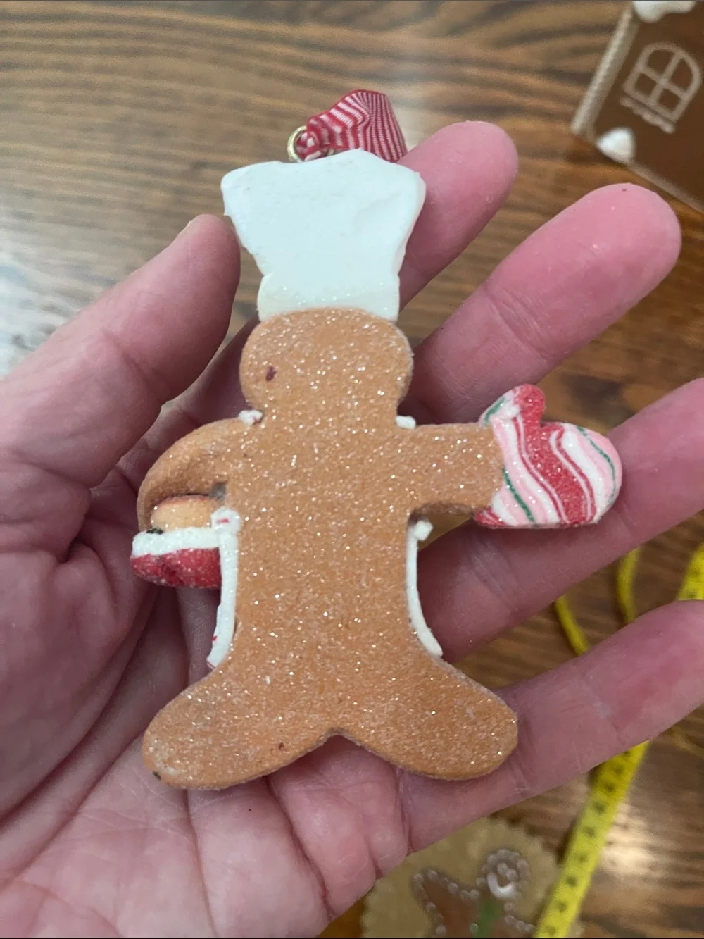Williams Sonoma Gingerbread Chef Ornament - Red, White, Tan